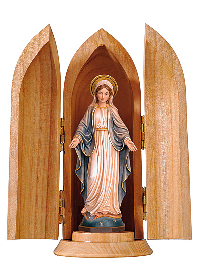 STATUE MADONNA IN NISCHE HOLZ